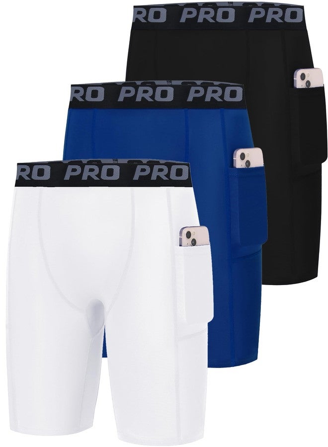 EXARUS شورتات ضغط رياضية للأولاد من إكساروس، ملابس داخلية رياضية أساسية عالية الأداء، مناسبة للجري وكرة القدم، بجيب جانبي، مقاس 12 سنة - Image 1